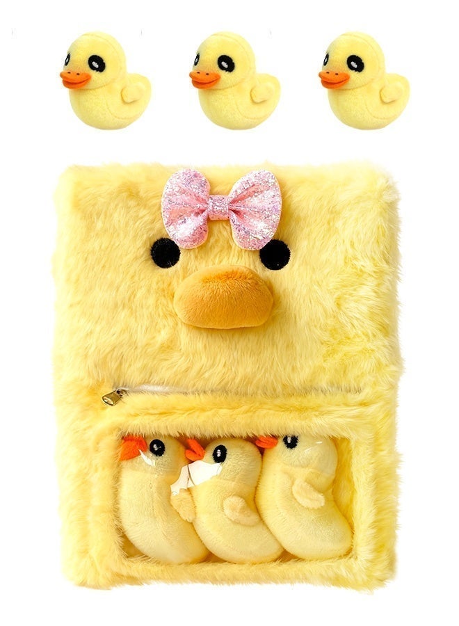 SOOO GOOD Duck Diary Notebook for Girls,Cute Animals Plush Girls Notebook with Mini Ducks,Comfortable Soft Cover Writing Journal Stationery for Students Teens Kids Gifts 80 Pages - Image 1